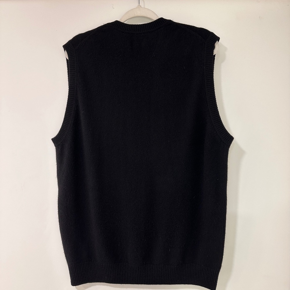 John W. Nordstrom Cashmere V-Neck Sweater Vest Mens Large Black Quiet Luxury - Picture 3 of 6